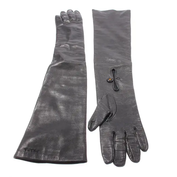 Leather Gloves, in Black, Leder, Prada