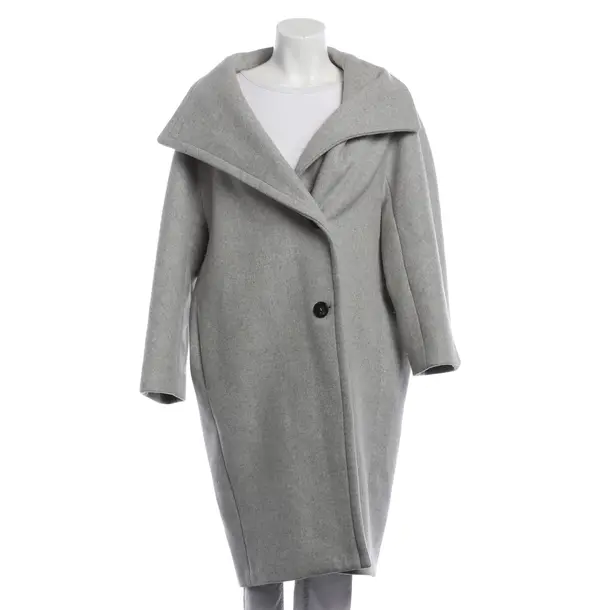 Mid-Season Coat, in Light Gray, Wool, Maje