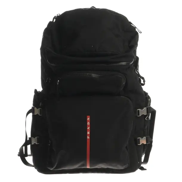 Backpack, in Black, Polyamide, Prada Linea Rossa