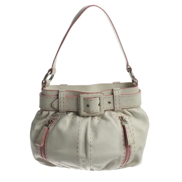 Shoulder Bag, in Light Gray, Leder, Moschino
