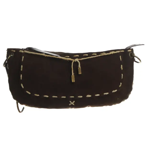 Schultertasche, in Dunkelbraun, Veloursleder, Dolce & Gabbana