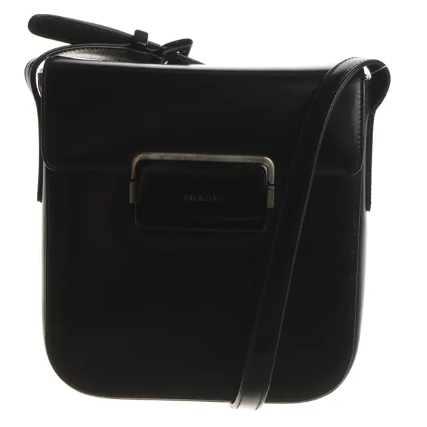 Shoulder Bag, in Black, Leather, Prada