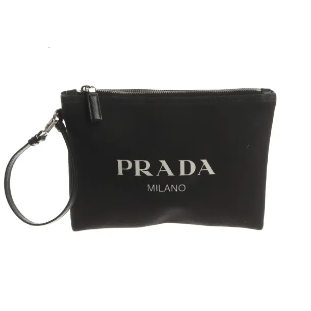 Clutch Bag, in Black, Baumwolle, Prada