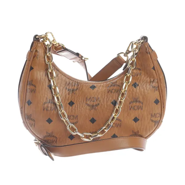 Schultertasche, in Hellbraun, Leder, MCM