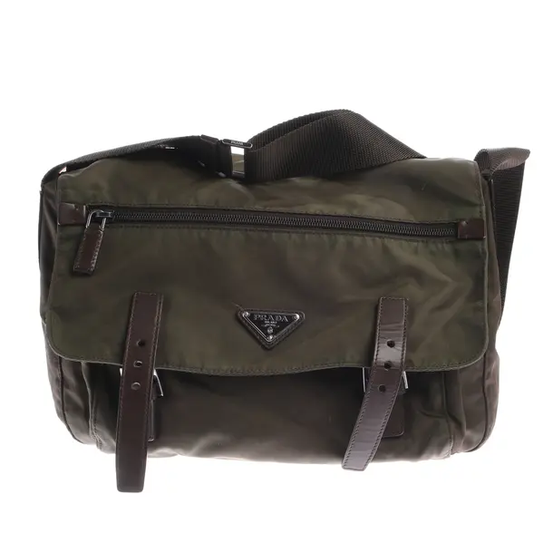 Shoulder Bag, in Dark Green, Polyester, Prada