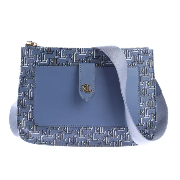 Schultertasche, in Blau, Leder, Lauren Ralph Lauren