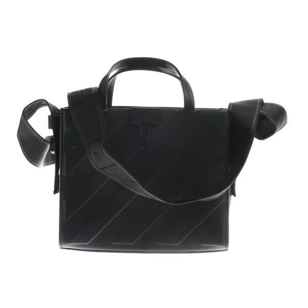 Handtasche, in Schwarz, Leder, Off-White