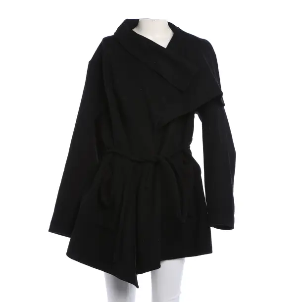 Mid-Season Coat, in Black, Wool, Closed