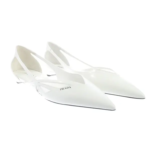 Ballet Flats, in White, Prada