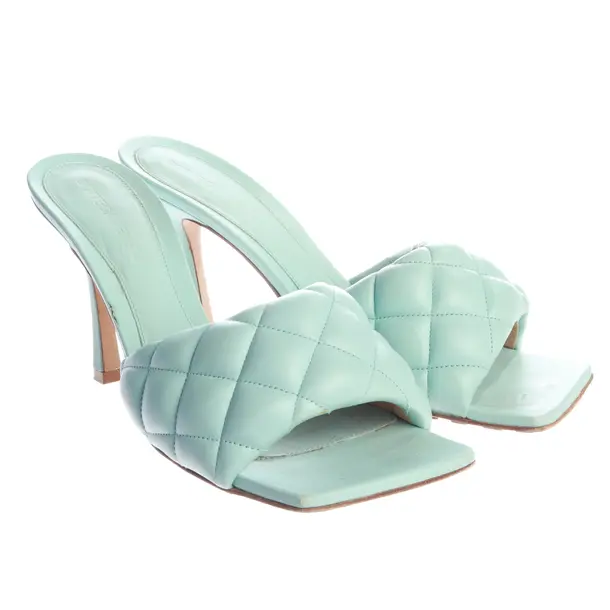 Heeled Sandals, in Turquoise, Bottega Veneta