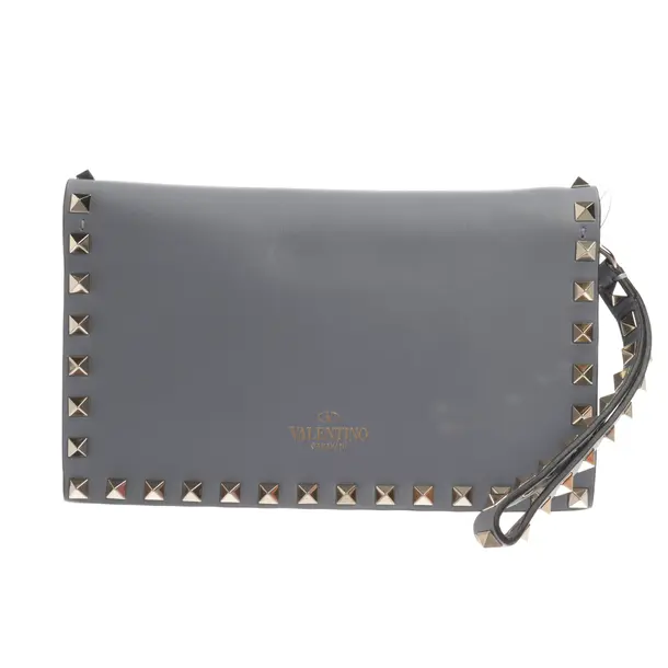 Clutch Bag, in Blue, Leather, Valentino