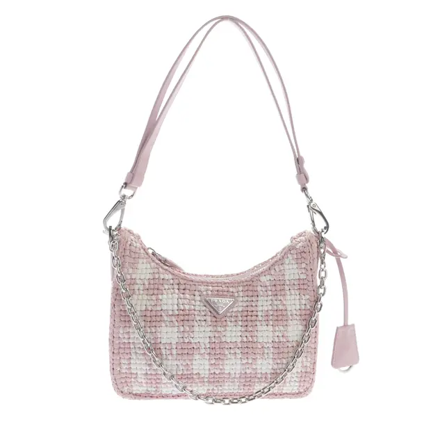 Borsa a cinture a tracolla, in Rosa chiaro, Paglia, Prada
