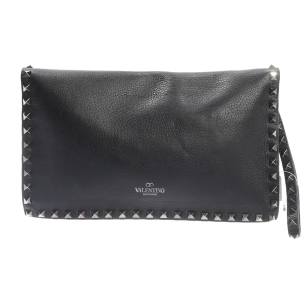 Clutch Bag, in Black, Leather, Valentino