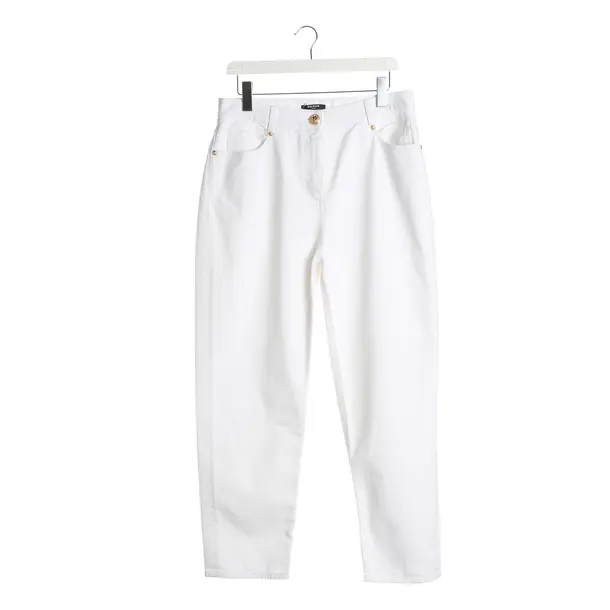 Straight Fit Jeans, in White, Cotton, Balmain