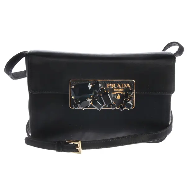 Abendtasche, in Schwarz, Baumwolle, Prada