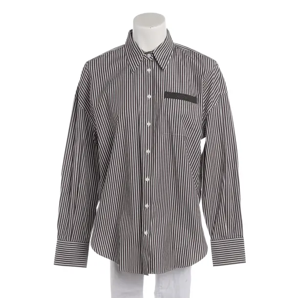 Bluse, in Dunkelgrau, Baumwolle, Brunello Cucinelli