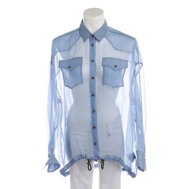 Blouse, in Light Blue, Silk, Brunello Cucinelli