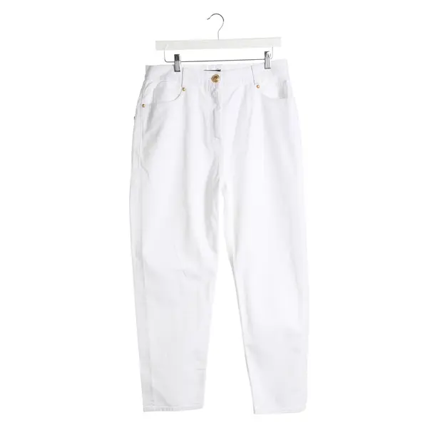 Straight Fit Jeans, in White, Cotton, Balmain