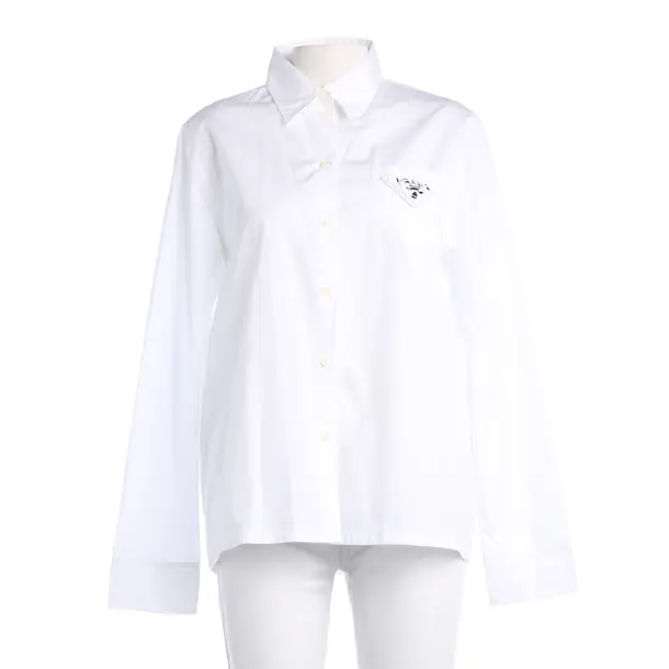 Bluse, in Weiß, Baumwolle, Prada