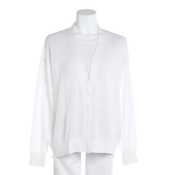 Cardigan, in White, Linen, Brunello Cucinelli
