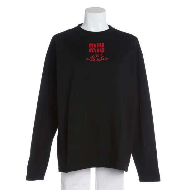 Long Sleeve Shirt, in Black, Cotton, Miu Miu