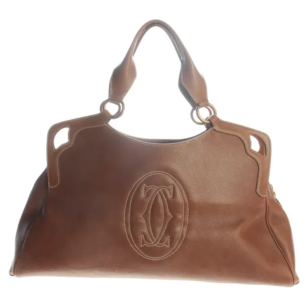 Handtasche, in Hellbraun, Leder, Cartier