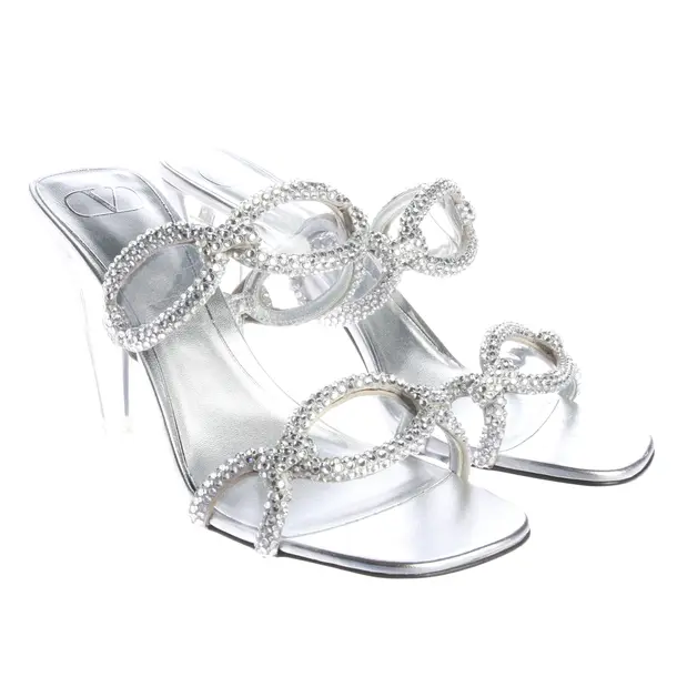 Heeled Sandals, in Silver, Valentino