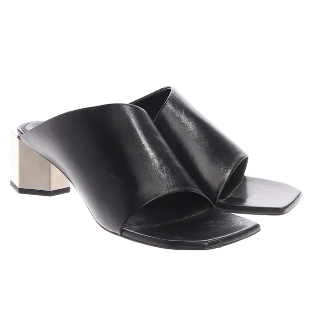 Heeled Sandals, in Black, Off-White