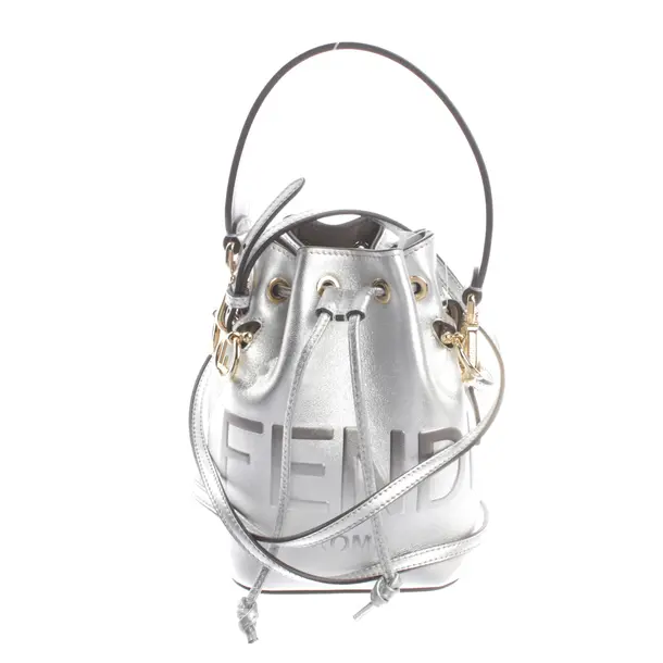 Bucket Bag, in Silver, Leather, Fendi