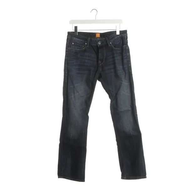 Straight Fit Jeans, in Navy, Cotton, Hugo Boss Orange