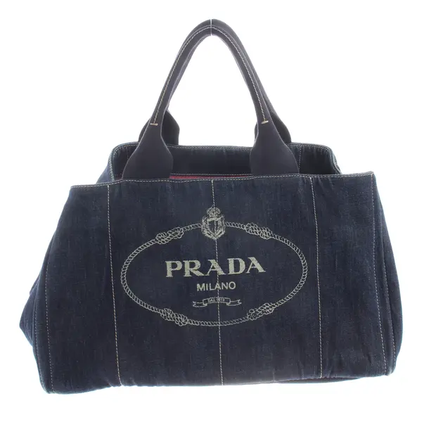 Handtasche, in Hellblau, Baumwolle, Prada