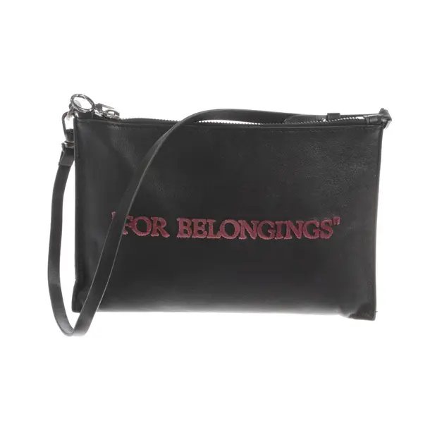 Abendtasche, in Schwarz, Leder, Off-White