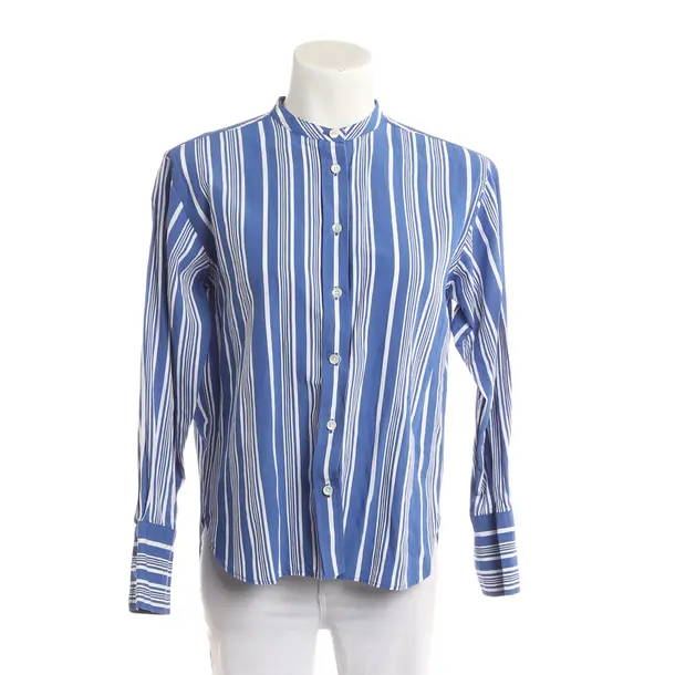 Blouse, in Blue, Cotton, Closed