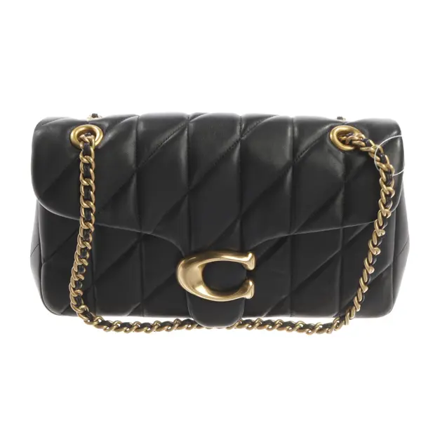 Schultertasche, in Schwarz, Leder, Coach