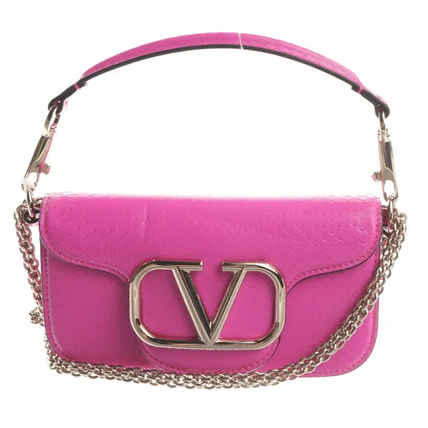 Abendtasche, in Neon Pink, Leder, Valentino