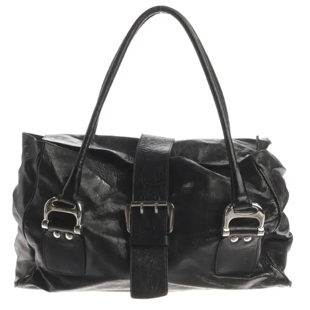 Schultertasche, in Schwarz, Leder, Strenesse