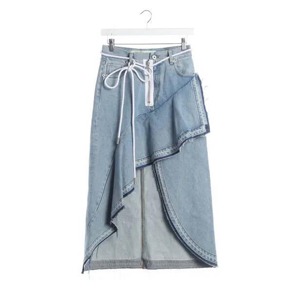 Skirt, in Light Blue, Cotton, Off-White