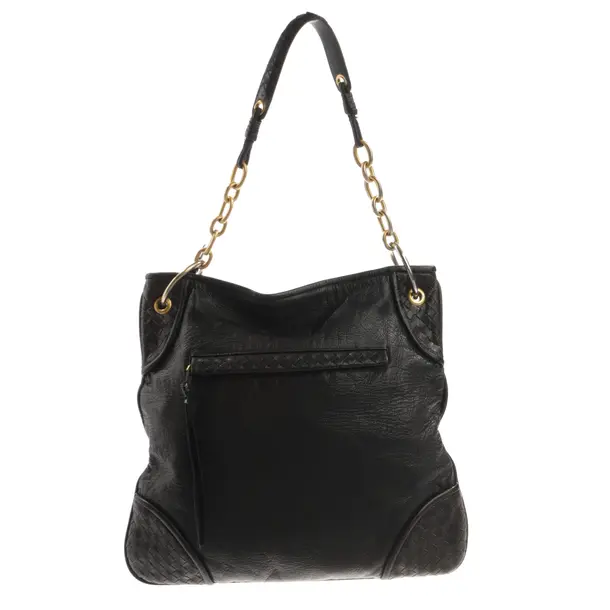 Schultertasche, in Schwarz, Leder, Bottega Veneta