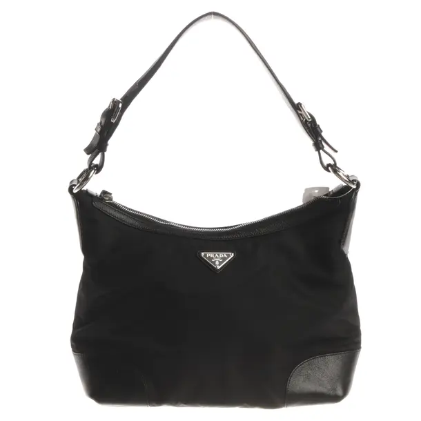 Shoulder Bag, in Black, Polyester, Prada