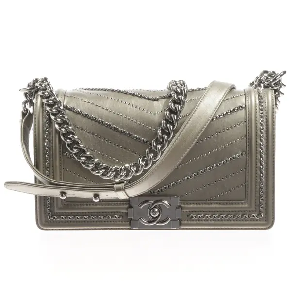 Cross Body Bag, in Gray, Leather, Chanel