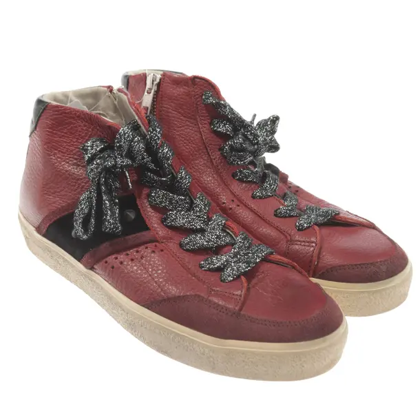 High-Top Sneakers, in Red, Leather Crown