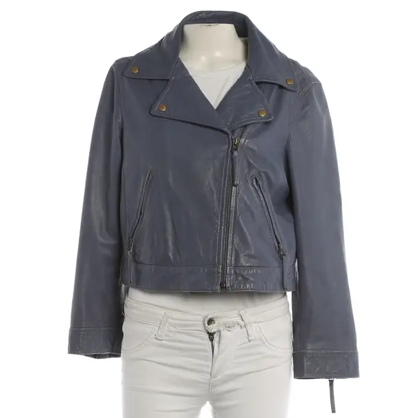 LeatherJacket, in Blue, Leather, Closed