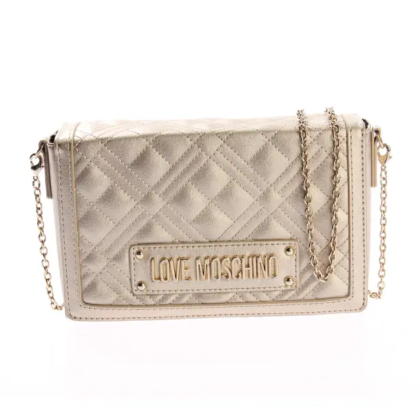 Umhängetasche, in Gold, Leder, Love Moschino