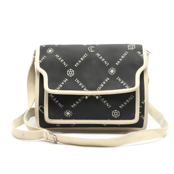 Crossbody Bag in Black, Cotton, Marni