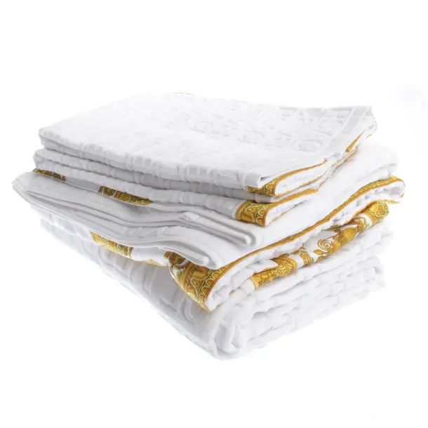 Towel Set in White, Cotton, Versace