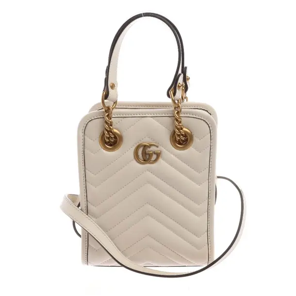 Schultertasche in Weiß, Leder, Gucci