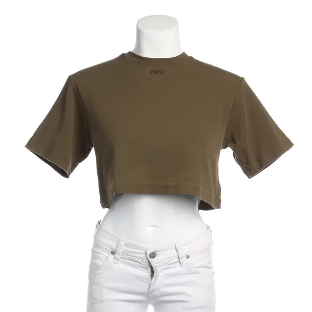 Shirt in Green, Cotton, Off-White