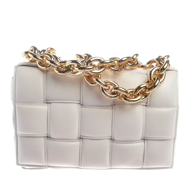 Schultertasche in Weiß, Leder, Bottega Veneta