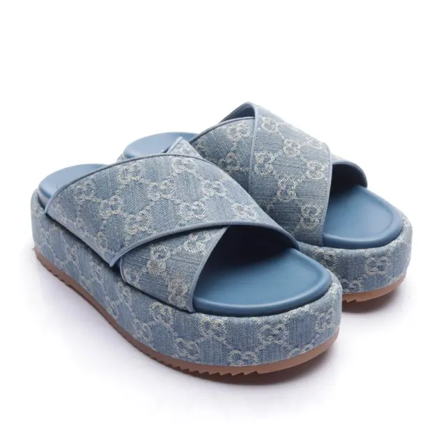 Plateausandalen in Blau, , Gucci