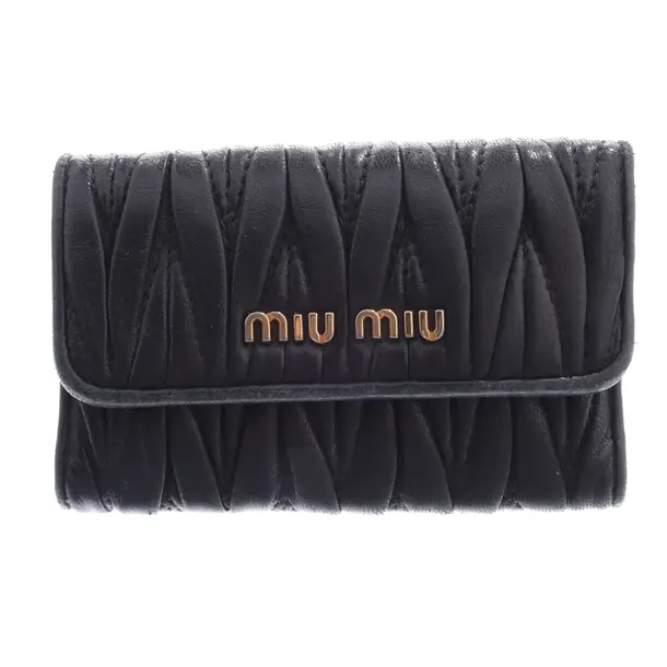 Key Holder in Black, Leather, Miu Miu